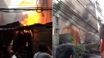 Xưởng gỗ ở Hà Nội bốc cháy ngùn ngụt chiều 30 Tết