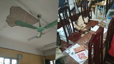 Hà Nội: Bị mảng vữa trần nhà rơi vào đầu, 3 học sinh nhập viện