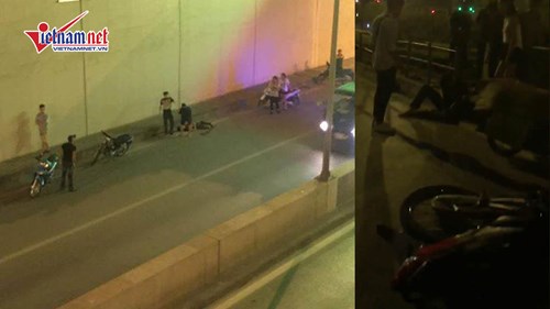 Thanh niên đua xe bay từ trên đường cao hơn 10m xuống hầm Kim Liên