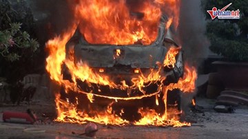 Ô tô phát nổ rồi bốc cháy ở khách sạn, khách tung cửa ôm đồ tháo chạy