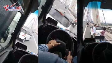 Nữ tài xế lái ô tô tạt đầu xe khách kiểu 'cảm tử' trên cầu Nhật Tân