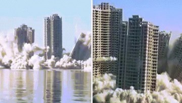 Đánh sập 4 tòa nhà đang chờ hoàn thiện trong vòng 15 giây