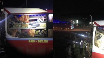 Container tông xe khách giường nằm văng gần 100m ở Đắk Nông