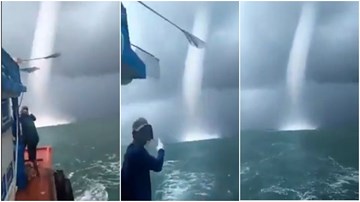 Sóc Trăng: Vòi rồng cao hàng trăm mét xuất hiện gần tàu của ngư dân