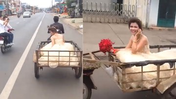 Màn rước dâu ‘chất lừ’ bằng xe chở hàng gây xôn xao cộng đồng mạng