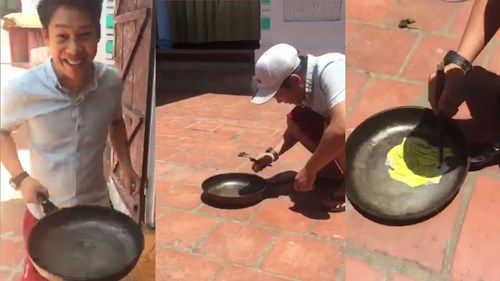 Cặm cụi rán trứng giữa trời nắng bị dân mạng ném cho cả ‘núi gạch’