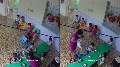 Cô giáo mầm non nhồi nhét thức ăn, đánh trẻ 2 tuổi không tiếc tay