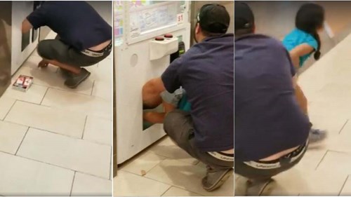 Bố nhét con gái vào máy trò chơi để lấy cắp phần thưởng