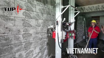 Cỗ máy thần tốc trát vữa tường chỉ trong vài phút