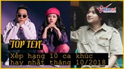 ' Thằng Điên', 'HongKong1' đứng đầu BXH âm nhạc tháng 10/2018