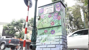 Hàng loạt tủ điện ở Hà Nội 'nở hoa' rực rỡ sắc mầu đón tết