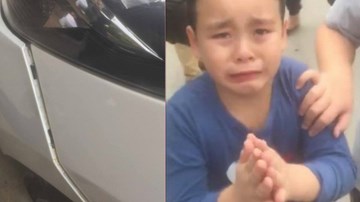 Bé trai chắp tay xin lỗi vì đâm xước ô tô gây bão mạng