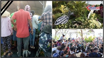 Cảnh chen chúc, giẫm đạp bia mộ, móc túi lộng hành ngày an táng Anh Vũ