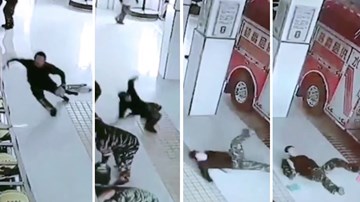 Nhận nhiệm vụ khẩn cấp, lính cứu hỏa thi nhau ngã 'trượt vỏ chuối'