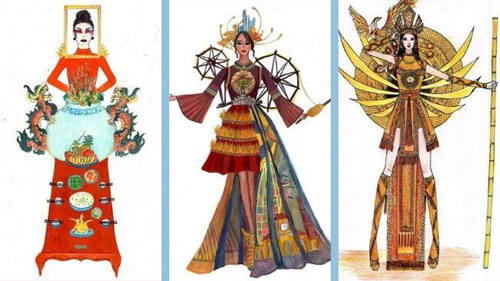 Phát sốt vì trang phục dân tộc 'Bàn thờ' của Hoa hậu Hoàn vũ VN