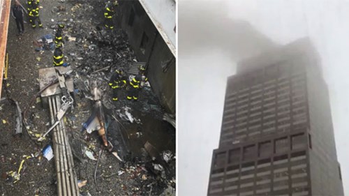 Trực thăng đâm vào tòa cao ốc ở New York, ngỡ thảm họa 11/9 lặp lại