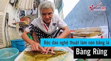 Độc đáo nghệ thuật làm nón bằng lá bàng rừng