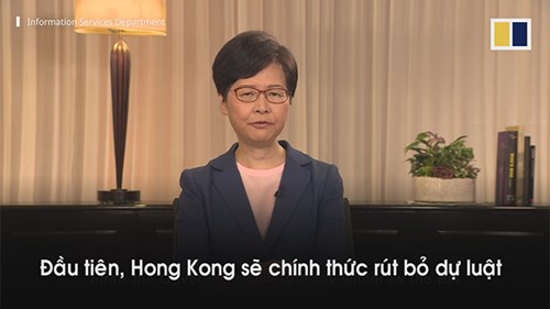 Trưởng đặc khu Hong Kong chính thức tuyên bố rút luật dẫn độ