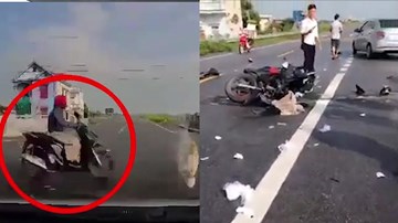 Băng qua ngã tư 'tử thần' người phụ nữ đi xe SH bị ôtô tông bất tỉnh