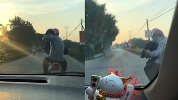 Xe máy tạt đầu, khiêu khích tài xế ô tô trên cả đoạn đường dài