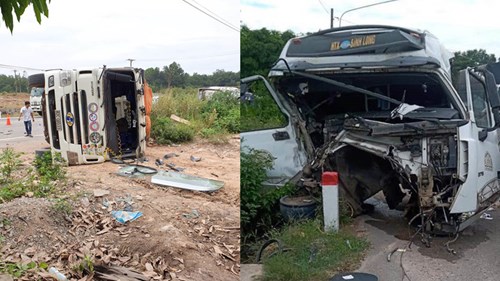 Hiện trường container tông sập nhà dân, đầu xe văng xa