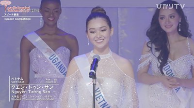 Tường San lọt top 8, thuyết trình tiếng Anh tự tin tại Hoa hậu Quốc tế 2019