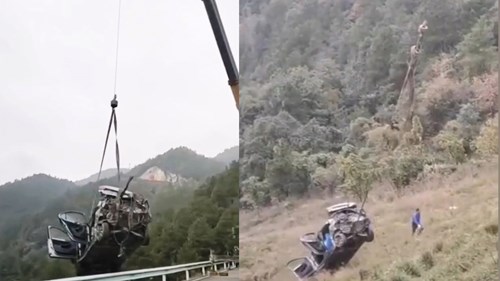 Tài xế may mắn sống sót khi xe taxi lao xuống vách đá cao 100m