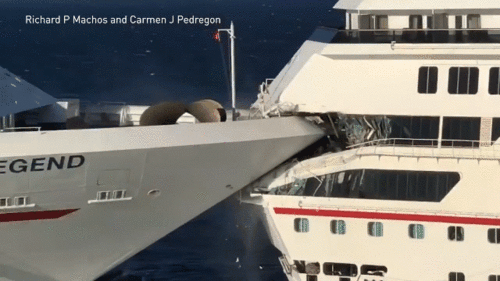 Khoẳnh khắc hai du thuyền khổng lồ đâm nhau trên biển Caribê