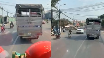 Xe tải 'quyết' không nhường xe cứu hỏa khiến nhiều người bức xúc