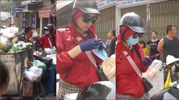 Cô gái đi SH quyết không nhường xe rác khiến cả phố tắc đường