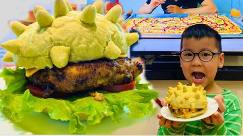 Bánh hamburger hút khách vì in hình virus corona độc đáo