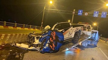 Tai nạn trên cầu Vĩnh Tuy, 1 người chết, 1 người trọng thương