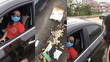 Nữ tài xế đỗ xe ngược chiều, xả rác bừa bãi còn mắng người nhắc nhở