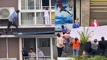 Thợ sửa điều hòa giải cứu bé gái lơ lửng ngoài cửa sổ tầng 6