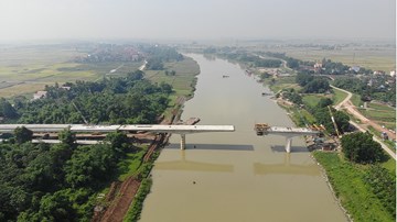Cây cầu 110 tỷ vượt sông Cầu nối Bắc Giang - Hà Nội sắp hoàn thành