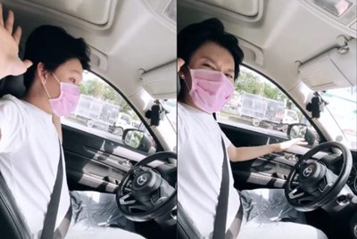 Quang Trung buông tay khỏi vô lăng khi đang tham gia giao thông