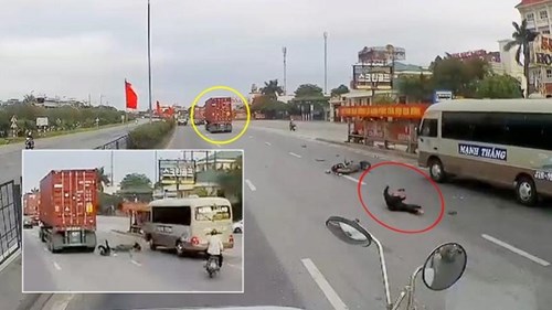 Người phụ nữ thoát chết 'thần kỳ' ngay dưới bánh xe container