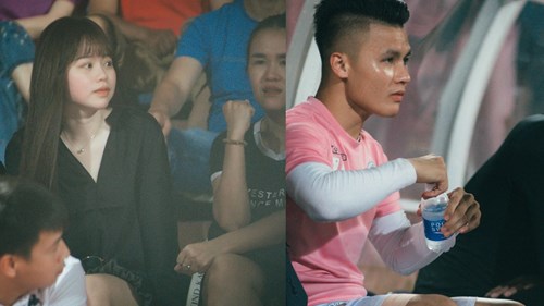 Bạn gái Quang Hải, Văn Hậu đến cổ vũ Hà Nội FC đấu SLNA