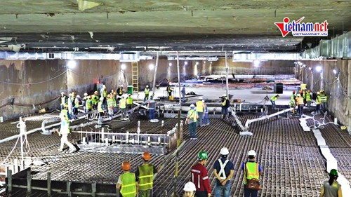 Hợp long ga ngầm đầu tiên tuyến đường sắt Nhổn - Ga Hà Nội