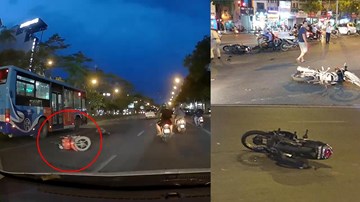 Hà Nội: Ô tô tông văng, kéo lê 7 xe máy chờ đèn đỏ rồi bỏ chạy