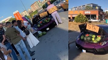 Bị phạt vì bán dạo dưa hấu trên siêu xe Lamborghini