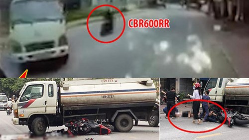 Xe phân khối lớn nát tươm sau khi tông trúng xe bồn đang quay đầu