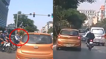 Nam sinh đi xe máy lạng lách, đập gương ô tô vì bị bấm còi nhắc nhở