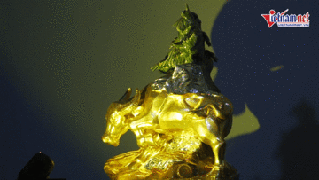 Độc đáo trâu dát vàng 'hóa thuyền buồm' hút khách chơi Tết