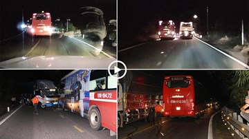 Cố vượt ẩu trên đèo Bảo Lộc, xe khách gây tai nạn liên hoàn