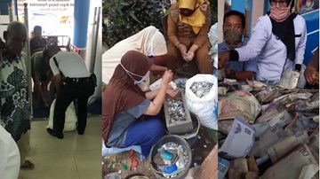 Ngân hàng dựng lều tạm để kiểm đếm 9 bao tải tiền lẻ của cụ ông 81 tuổi