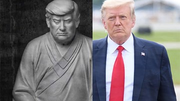 Ý nghĩa bức tượng ông Trump mặc áo cà sa, ngồi thiên gây 