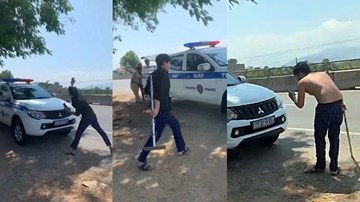 Bị kiểm tra vi phạm tốc độ, tài xế la hét, ném thanh long vào xe CSGT