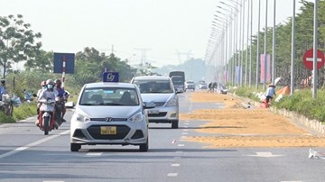 Đường trục phía nam Hà Nội trở thành 'sân phơi thóc'
