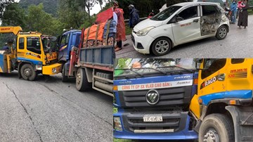 Khoảnh khắc xe con vượt ẩu trên đèo Mã Phục gây tai nạn liên hoàn